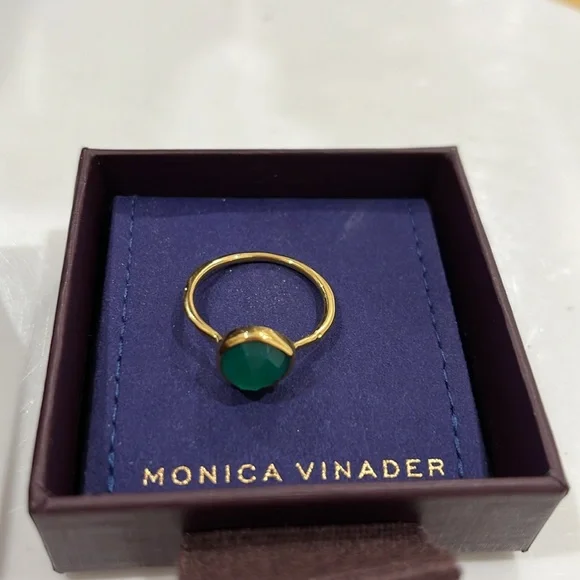 MONICA VINADER Gold Ring with Green Gemstone - Picture 3 of 5